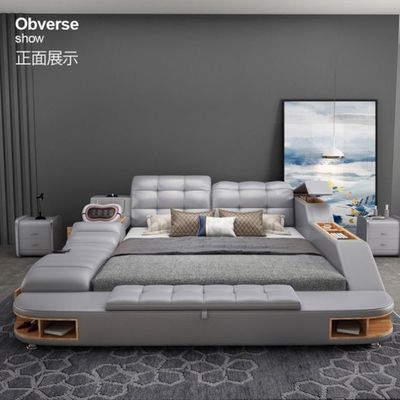 Set di camera da letto di lusso in pelle letto imbottito in tappeto design moderno