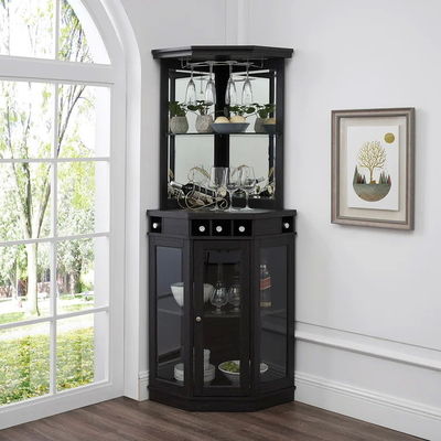 Moderno Bar Angolo Wine Rack Armadio Contatore in legno OEM