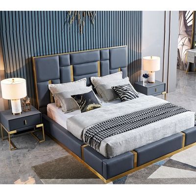 Letto in cuoio con tappezzeria Set da letto King Moderno