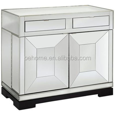 Moderno 2 porte cristallino specchiato armadio buffet Rolling Bar OEM