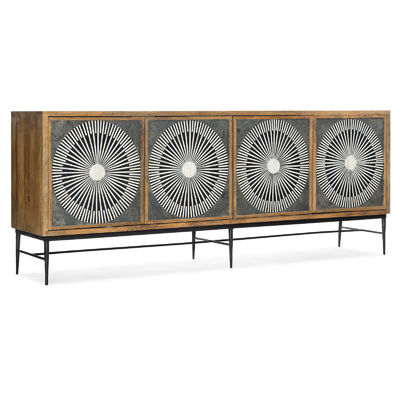 Gabinetto televisivo contemporaneo in legno basso marrone a 4 porte