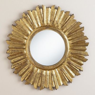 Cornice di metallo girasole rotondo Specchio murale 24 x 36 Oro antico Per camerino