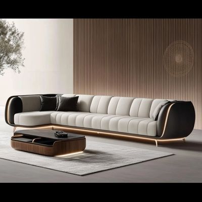 Divano moderno imbottito da 2 a 3 posti Divano leggero Salone di lusso Divano da letto Divani di cuoio Divano mobili