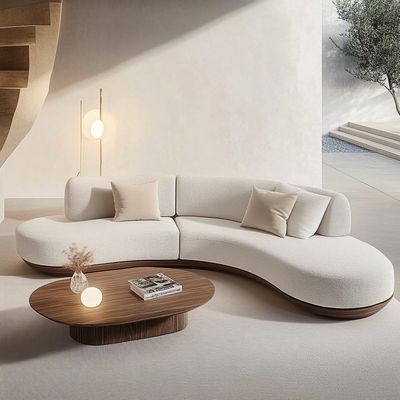 Divano angolare moderno con schienale trapuntato, pavimento in legno di noce e design angolare con gambe sagomate speciali e tecnologia Concubina Imperiale