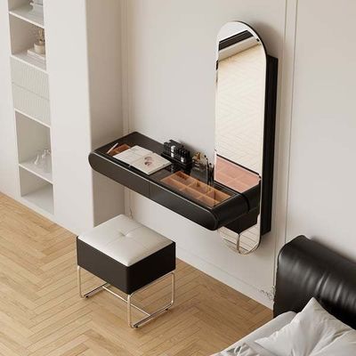 Villa camera da letto piccola maquillaggio nero Vanity Desk con cassetti e luci a LED