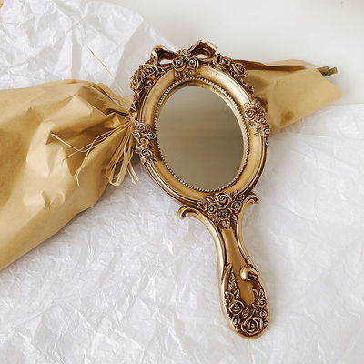 Funzionale vetro di legno Vintage Macchiaio portatile specchietti Retro portatile per le ragazze