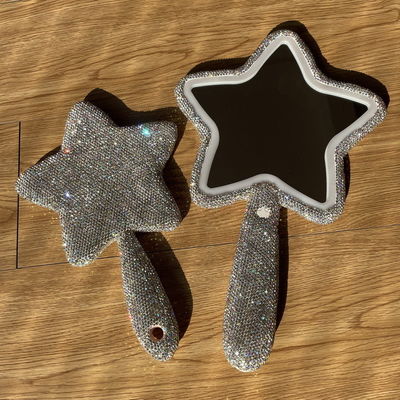 Manico lungo Specchio cosmetico illuminato a forma di stella di moda oro vintage per tutti i giorni