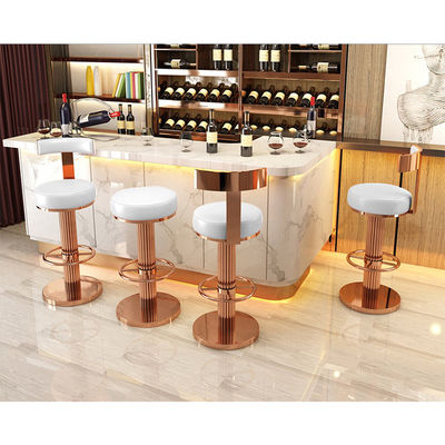Bar senza schiena Scavi bianchi di pelle rosa oro per cucina ristorante