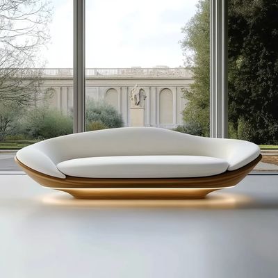 Design moderno divano modulare curvo di lusso reclinabile con base in legno di noce per mobili da camera d'albergo e interior design