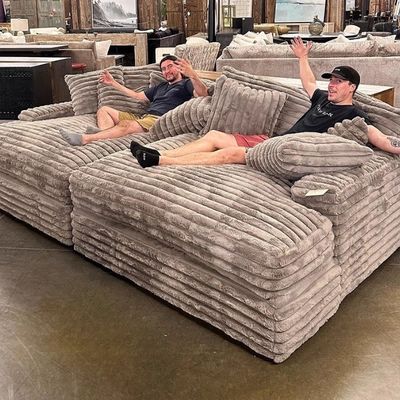 Divano componibile con chaise longue in tessuto di velluto a coste moderno, divano letto per cinema porta a porta per soggiorno contemporaneo