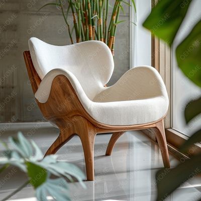 Poltrona da salotto di lusso italiano per la casa, con struttura in legno massello, poltrona con braccioli in legno di quercia e gambe in legno, tappetino in lino, poltrona singola