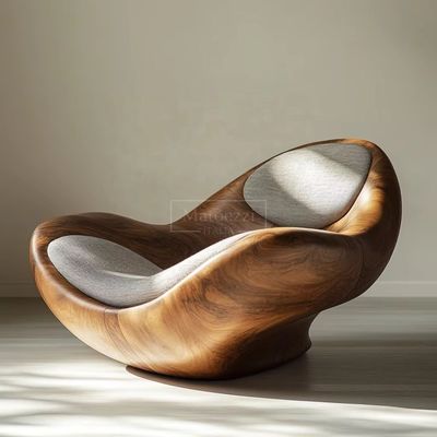 Materiale di rivestimento moderno minimalista poltrona reclinabile forma unica sedia in legno massello per il tempo libero per la casa, hotel, ufficio, bar