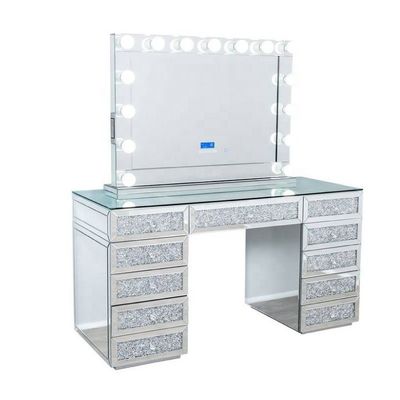 Moderno design tavolo di trucco a quercia con comodino a specchi illuminati tavolo da lavoro e deposito