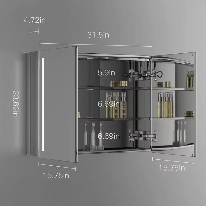 OEM Makeup Parete appesa lavandino Vanità specchio LED con vasca di resina 1