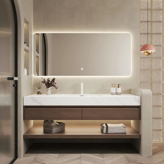 Legno di cartone MDF Bagno gabinetti lavandino Unità Specchio d'argento 0