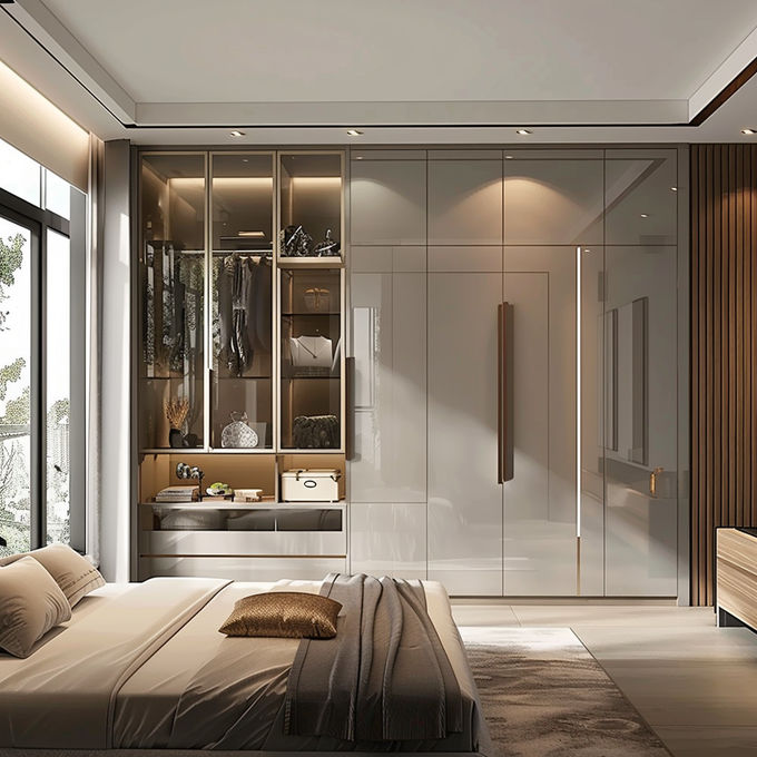 Colore personalizzato Abbigliamento moderno Armadio Legno massello Costruire armadio per la casa Arredamento economico 0