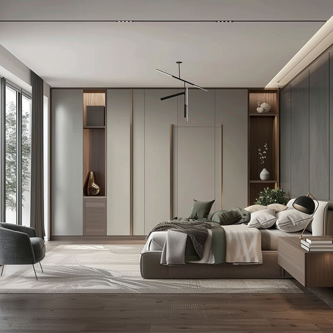 Armadio regolabile in legno massello / armadio personalizzato colore stile di design moderno 1